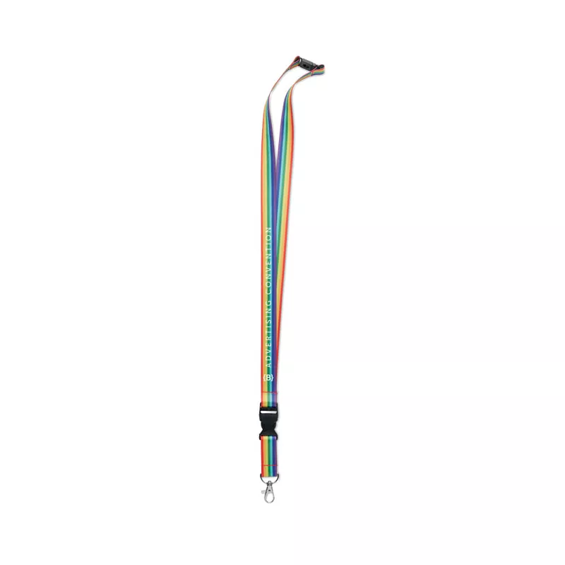 Smycz tęczowa z RPET z karabińczykiem BOWYARD - Wielokolorowy (MO6423-99)