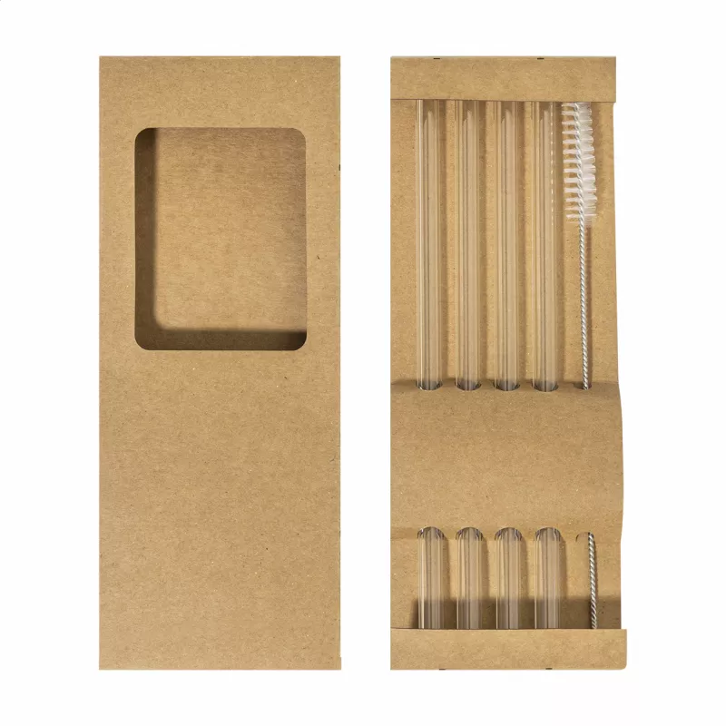 Borosip zestaw szklanych słomek - transparentny (AP800271)