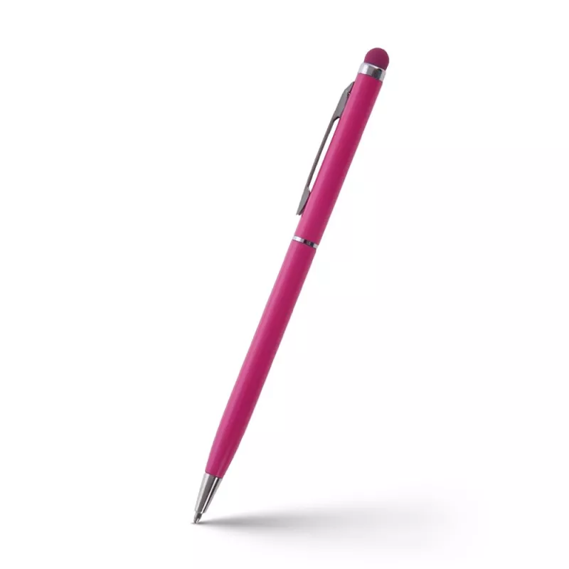 Długopis metalowy matowy z touch pen-em | Dennis - różowy (V1637-21)