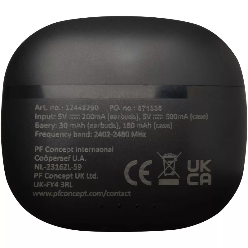 Alterf zestaw słuchawkowy True Wireless z technologią Bluetooth® z tworzyw sztucznych pochodzących z recyklingu i silikonowymi końcówkami dousznymi - Czarny (12448290)