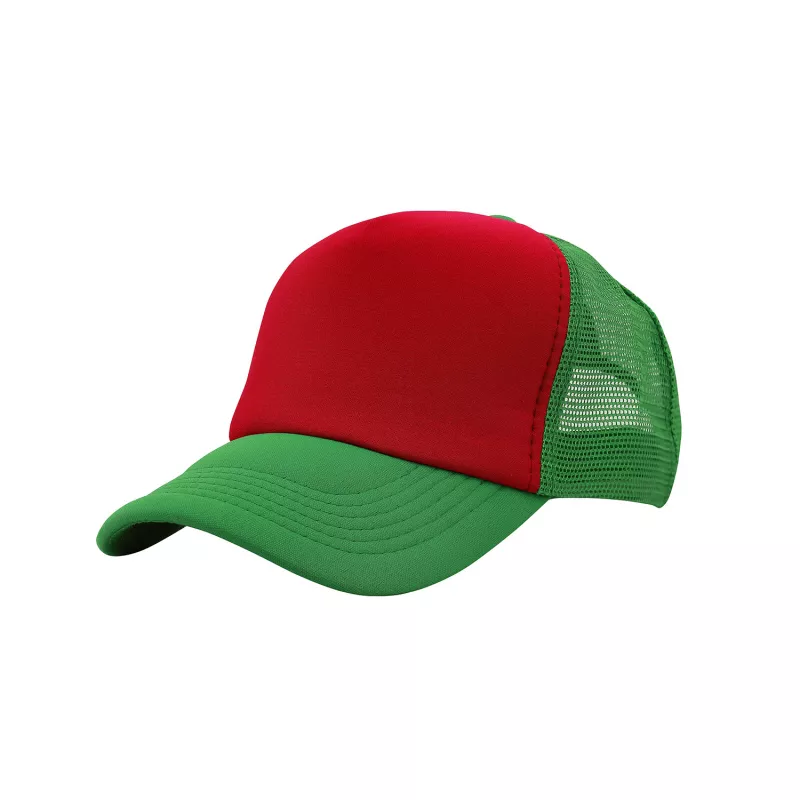 Czapka z daszkiem typu trucker z poliestru 120 g/m² #3803 - Czerwony-szmaragdowa zieleń (HW-3803-RED/EMERALD GREEN)