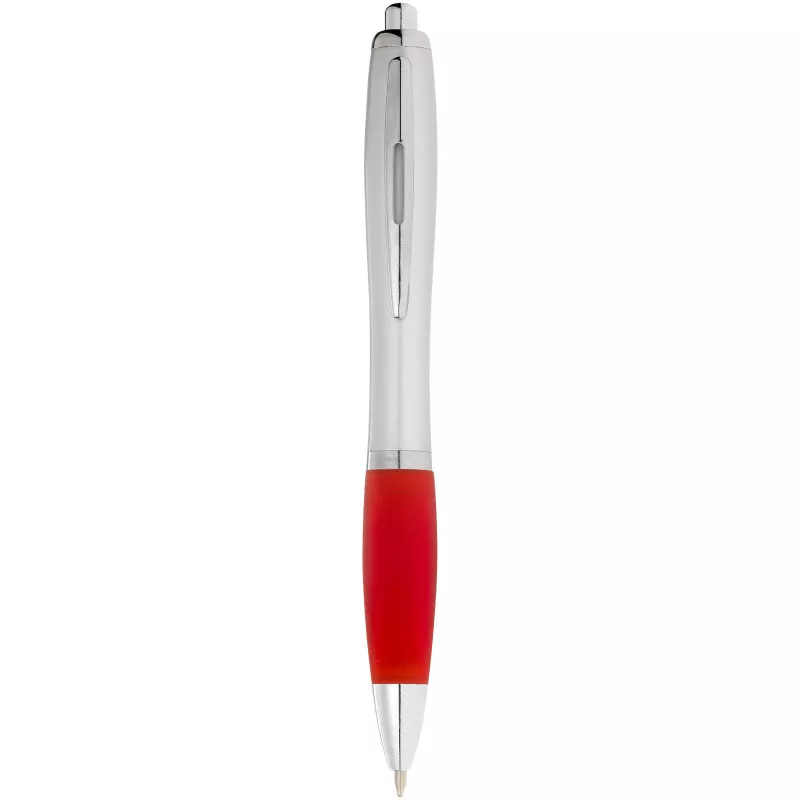 Długopis reklamowy z miękkim w dotyku uchwytem Nash - Czerwony-Srebrny (10707703)
