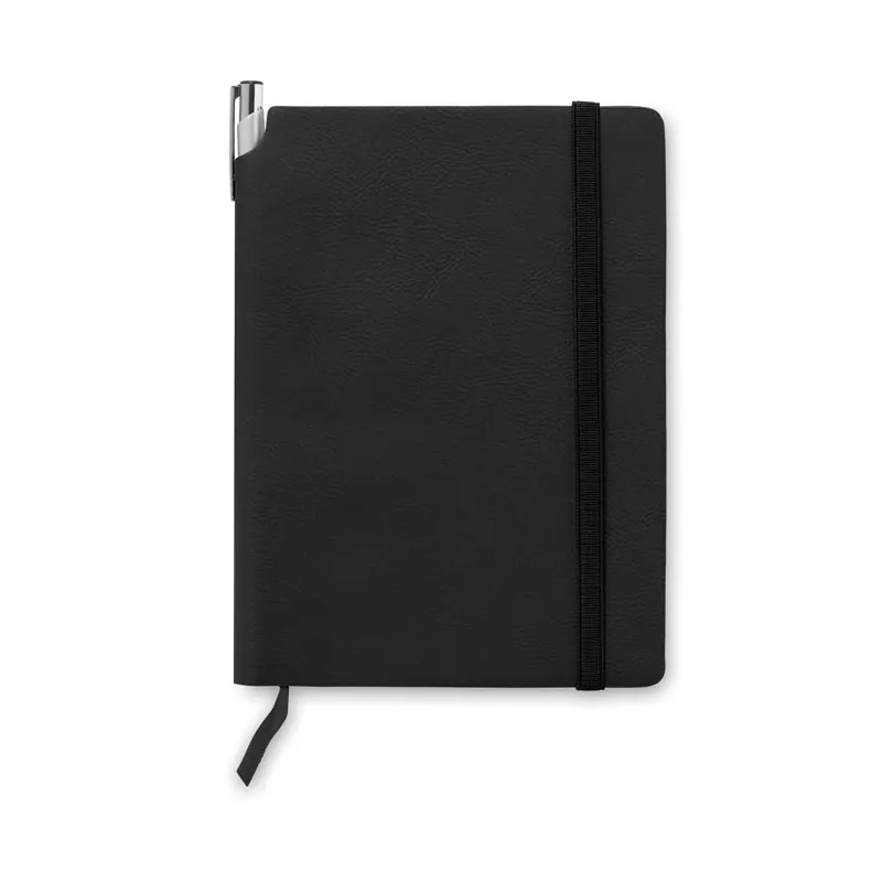 Notes A5 w okładce z PU 80 kartek w linię SOFTNOTE - Czarny (MO9108-03)