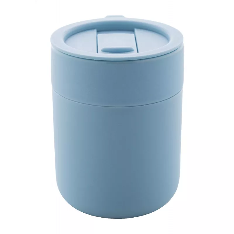Ceramiczny kubek podróżny pokryty silikonem Liberica 300 ml - jasnoniebieski (AP800549-06V)