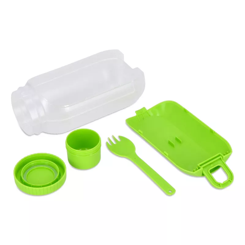 Pudełko na lunch z przegródką na sos, z łyżką i widelcem - jasnozielony (LT90427-N0032)