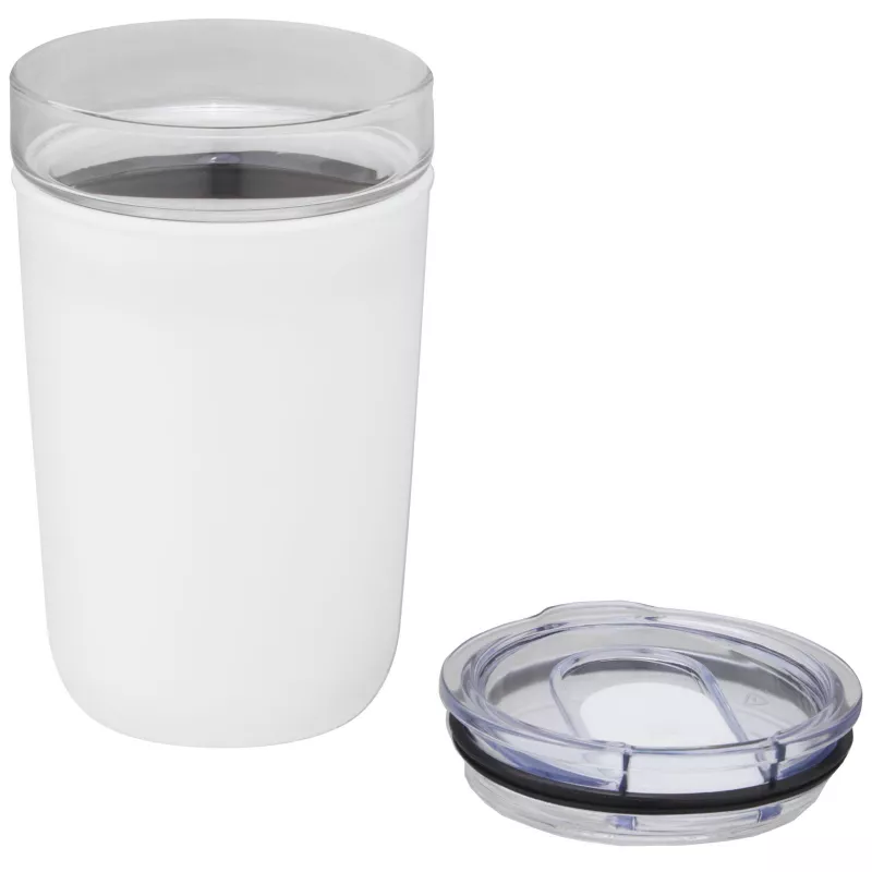 Szklany kubek Bello o pojemności 420 ml z zewnętrzną ścianką z plastiku z recyklingu - Biały (10067501)