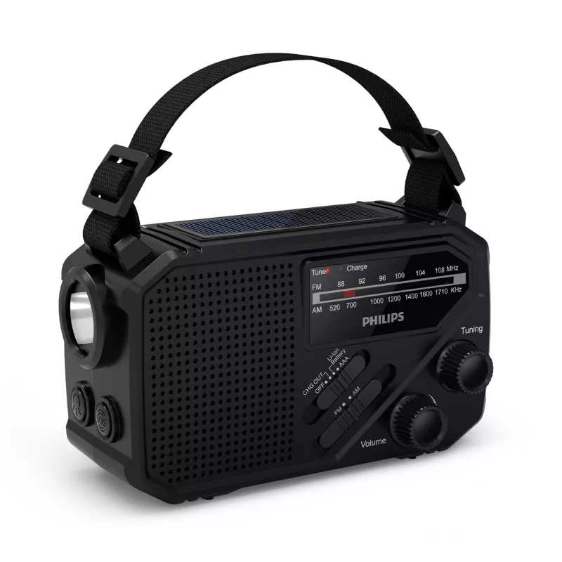 Radio awaryjne Philips TAR1609 z analogowym tunerem FM/AM i latarką - czarny (LT42262-N0002)