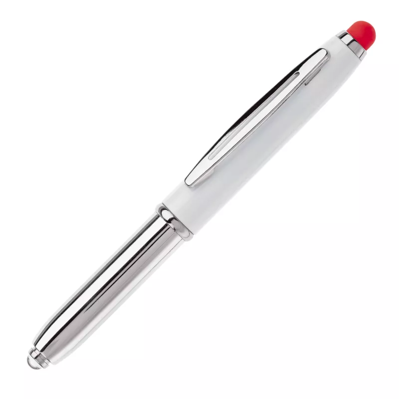 Długopis Stylus Shine z touch penem i z latarką - biało / czerwony (LT87794-N0121)