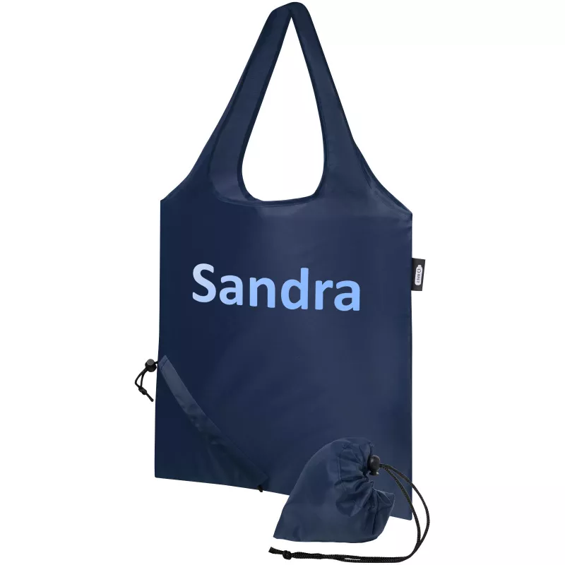 Sabia składana torba z długimi uchwytami z tworzywa RPET - Granatowy (12054155)