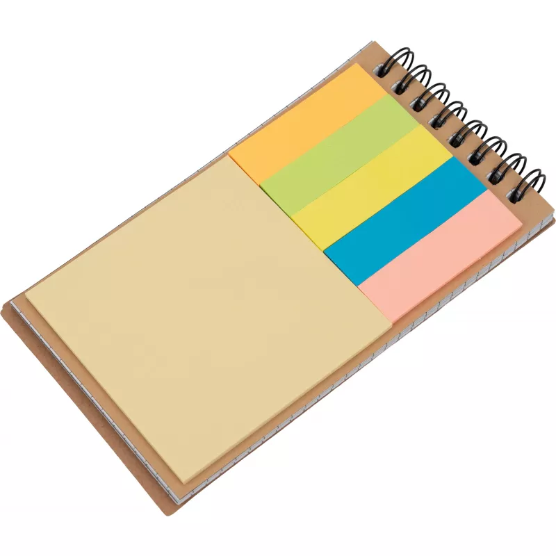 Notatnik w kratkę z karteczkami do markowania MANLIO - brązowy (2058301)