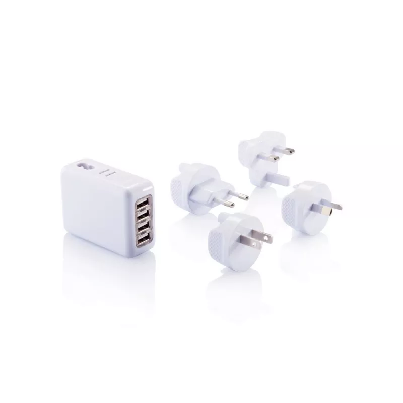 Uniwersalna ładowarka, adapter podróżny - biały (P820.373)