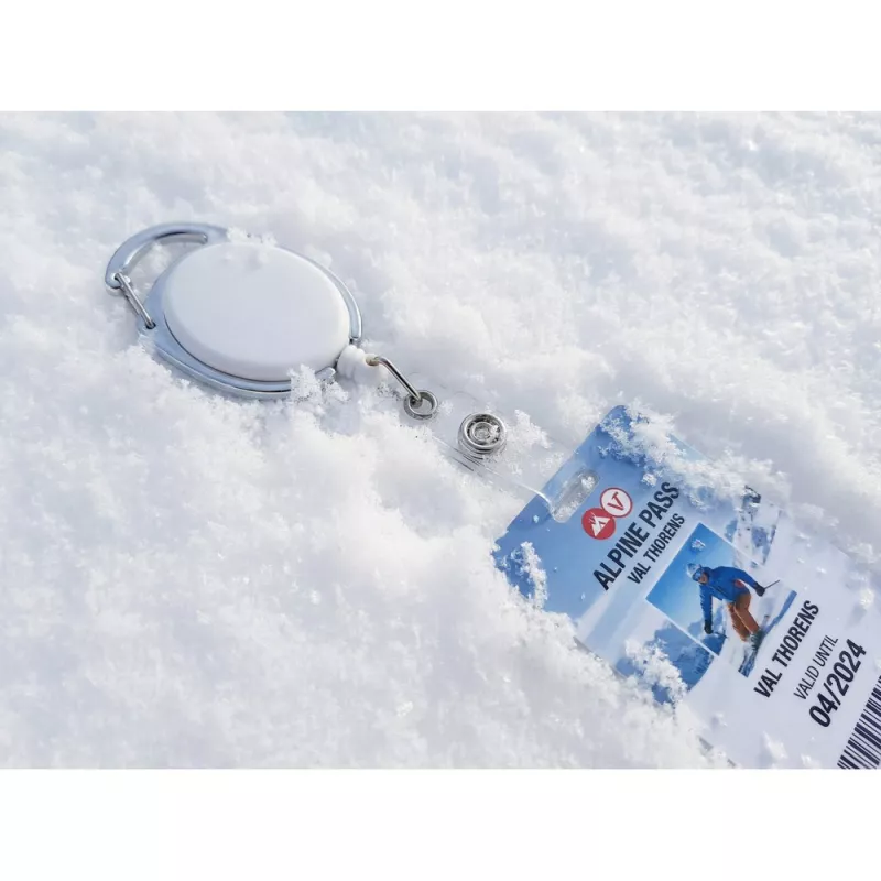 Ski pass, rozciągany przewód 75 cm - biały (V7399-02)