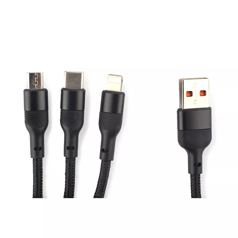 Kabel do ładowania USB 3 w 1 FAST - czarny (09156-02)