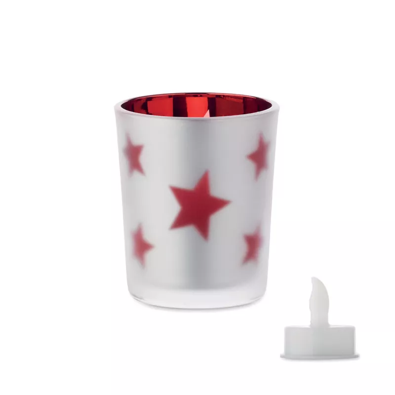 Świeczka LED tealight w szklanym słoiku LANDLE - Czerwony (CX1572-05)
