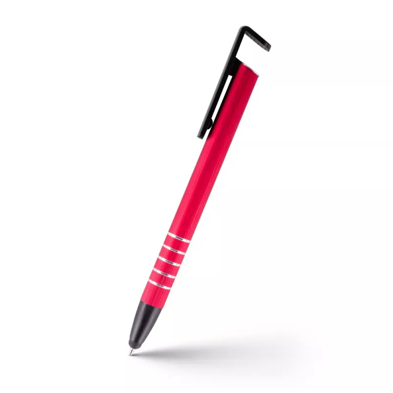 Długopis, touch pen, stojak na telefon | Erran - czerwony (V1816-05)
