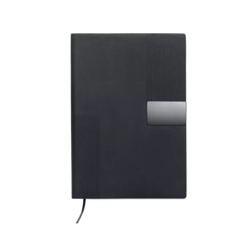 Notes A5 w okładce z PU 80 kartek w linię TREZE - Czarny (MO2645-03)