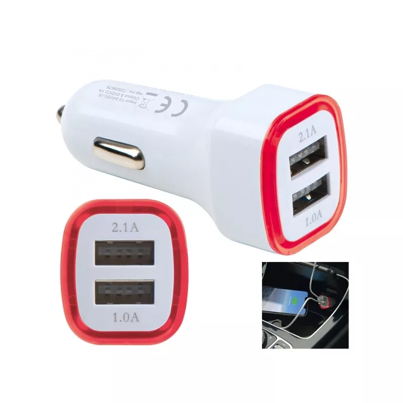 Ładowarka samochodowa USB FRUIT - czerwony (092805)