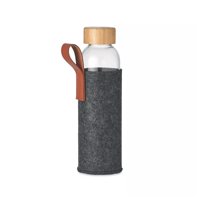 Butelka szklana 500 ml w filcowym etui RPET THAI - Kamienny Szary (MO6800-15)