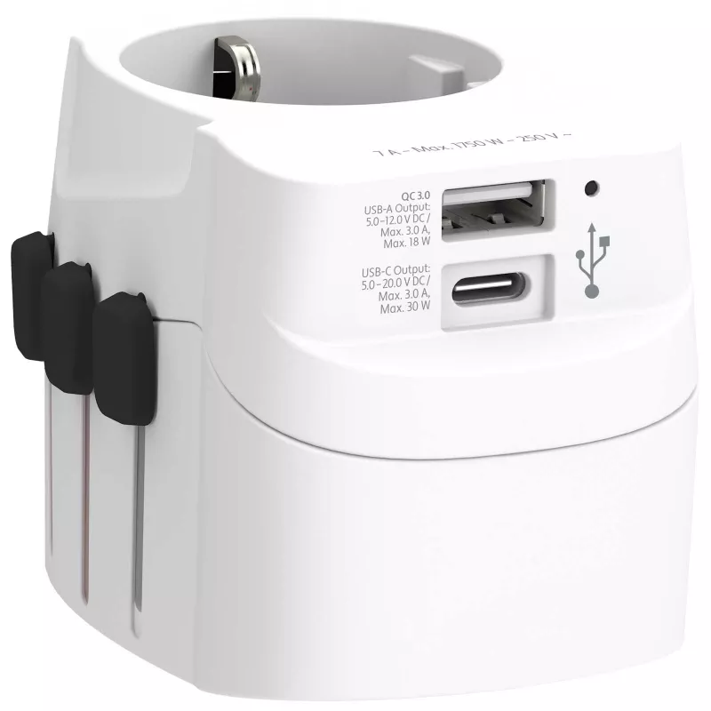 SKROSS® PRO Light USB AC30PD – uniwersalna przejściówka do urządzeń elektrycznych - Biały (12461501)