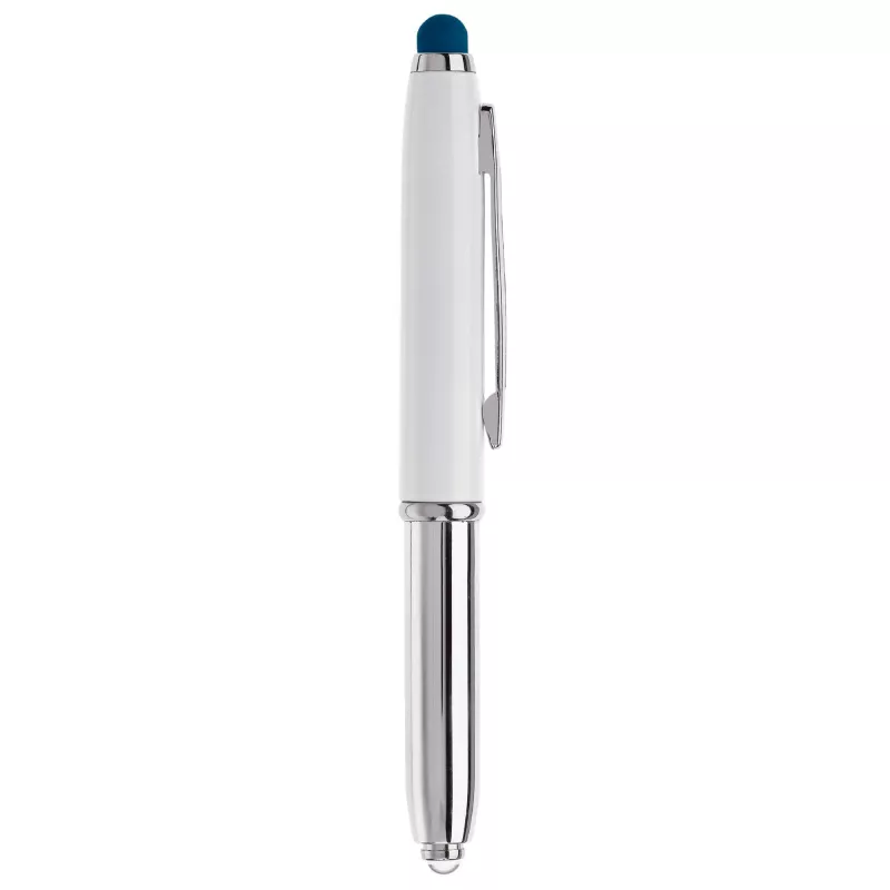 Długopis Stylus Shine z touch penem i z latarką - biało / ciemnoniebieski (LT87794-N0110)