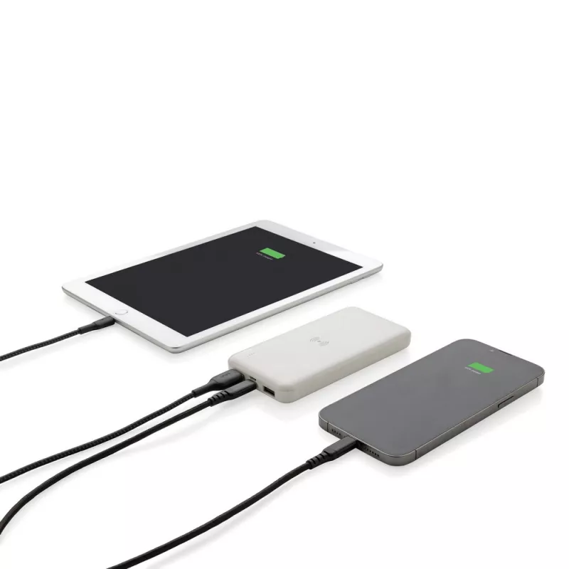 Bezprzewodowy power bank, ładowarka bezprzewodowa - biały (P322.673)