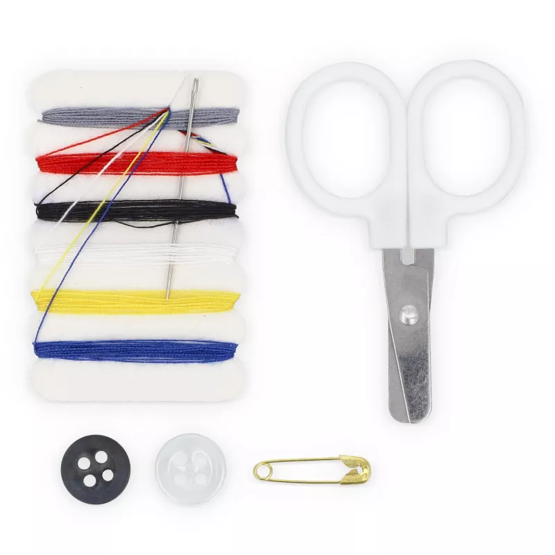 Zestaw podróżny do szycia i opatrunków w pudełku z PP - biały (LT92731-N0001)