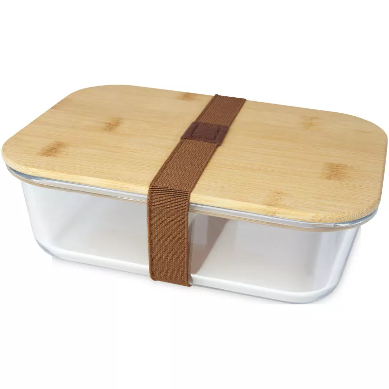 Pudełko śniadaniowe ze szkła Roby z bambusową pokrywką - Natural-Przezroczysty bezbarwny (11327606)
