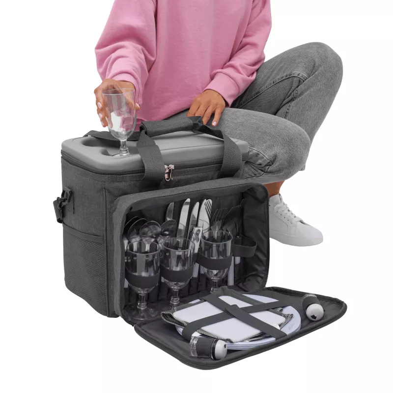 Torba piknikowa dla 4 osób - czarny, szary (56-0604081)