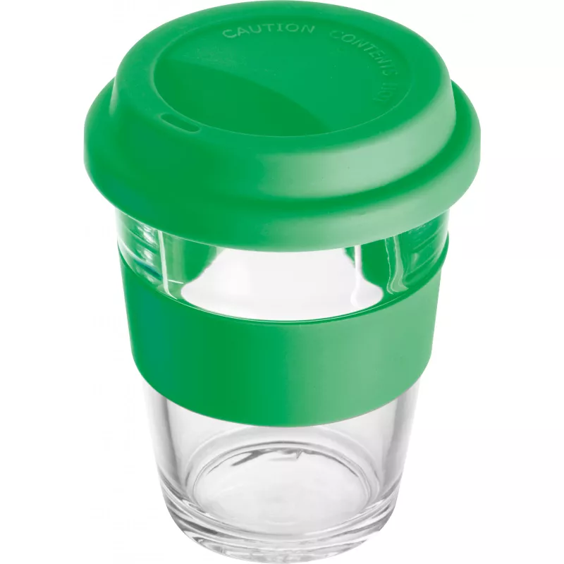 Szklany kubek z pokrywką 300 ml - zielony (6257209)