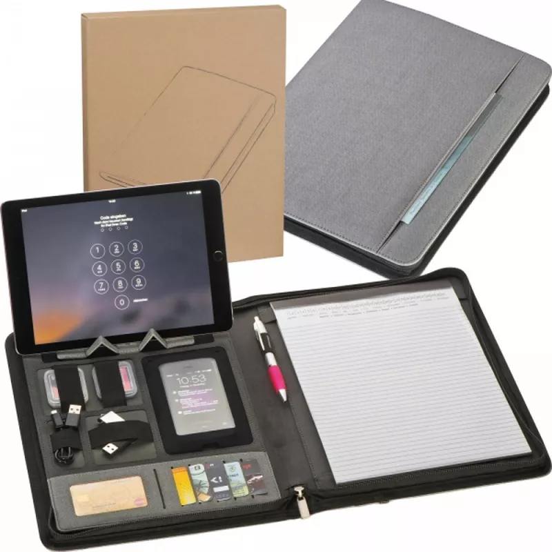 Folder A4 z power bankiem 5000 mAh JOCELYN - szary (2012307)