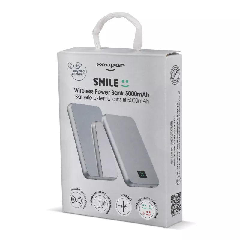 Xoopar Smile Wireless Mirror Powerbank kompatybilny z MagSafe 5000mAh - jasnoszary (LT41414-N0062)