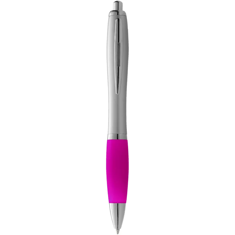 Długopis reklamowy z miękkim w dotyku uchwytem Nash - Różowy-Srebrny (10707706)