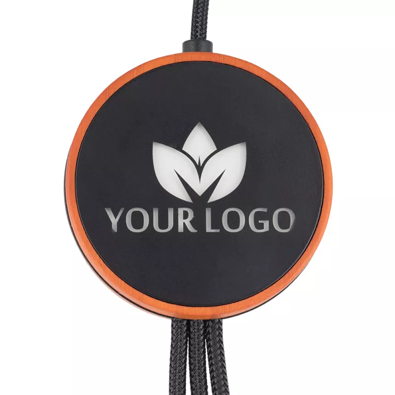 Kabel z ładowarką indukcyjną 4w1 w drewnianej obudowie - i5w - beżowy (EG060813)