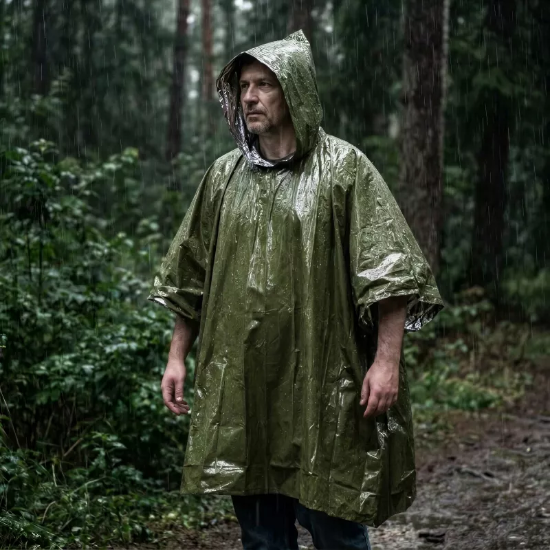 Ponczo termiczne 2 w 1 do survivalu na świeżym powietrzu - Dried Green (LT94581-N0049)