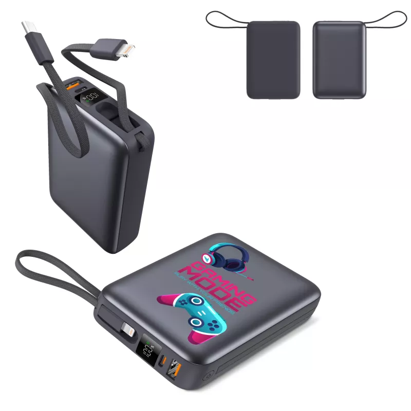 Nova Powerbank 22,5 W Power Delivery z wbudowanymi kablami 20000 mAh - ciemnoszary (LT95516-N0060)