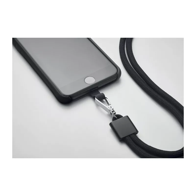 Smycz do telefonu z RPET z uchwytem NONETTE - Czarny (MO6925-03)