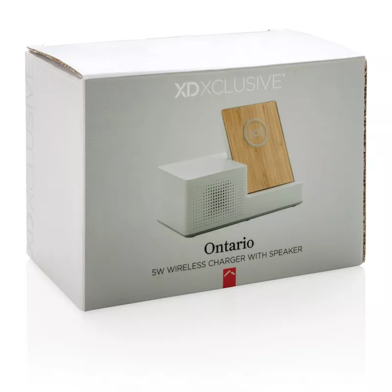 Ładowarka bezprzewodowa 5W, głośnik bezprzewodowy 3W Ontario - biały (P308.873)