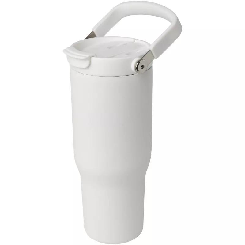 Kubek Bronx o pojemności 900 ml, z izolacją próżniową, wykonany ze recyklingowanej stali nierdzewnej z certyfikatem RCS i z miedzi, z wielofukncyjną zakrętką - Biały (10086401)