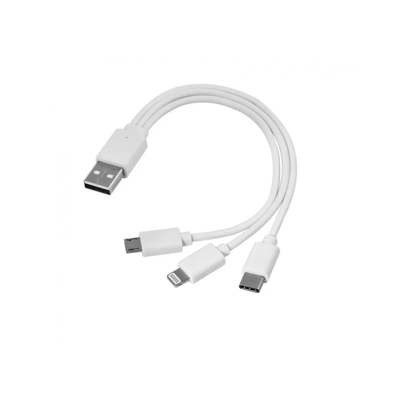 Kabel USB 3w1 micro USB + USB typ C + Lightning - biały (EG ZT7)