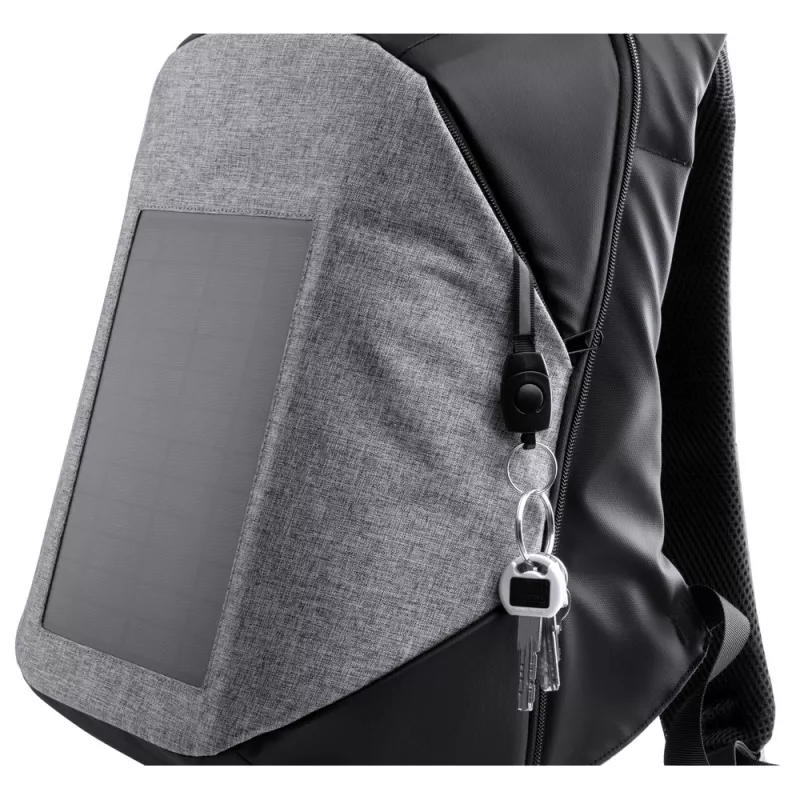 Nieprzemakalny plecak na laptopa 15" i tablet 10", ładowarka słoneczna 6.5W - szary (V0713-19)