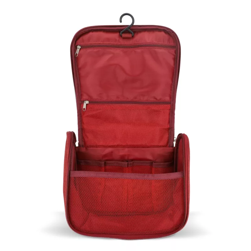 Torba podróżna na kosmetyki rPET 300D Kora - ciemnoczerwony (LT95396-N0020)