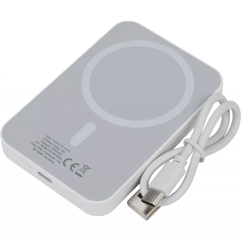 Power bank 5000 mAh z ładowarką indukcyjną WELS - biały (436606)