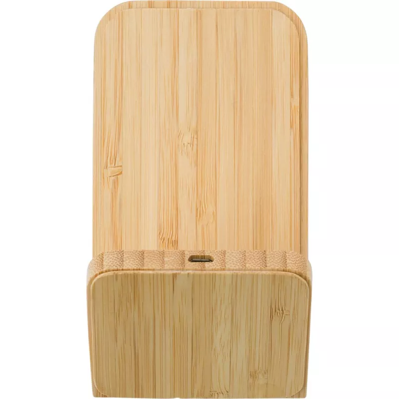 Bambusowa ładowarka bezprzewodowa 5W, stojak na telefon - drewno (V0186-17)