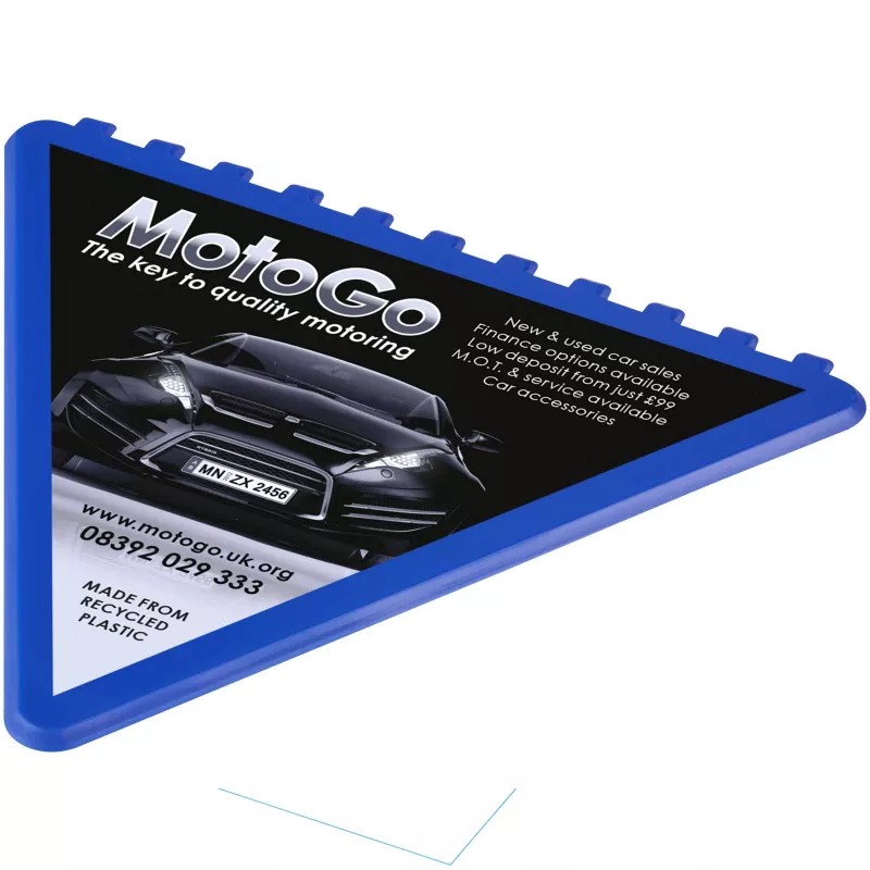Frosty triangular recycled plastic ice scraper - Błękit królewski (21049853)