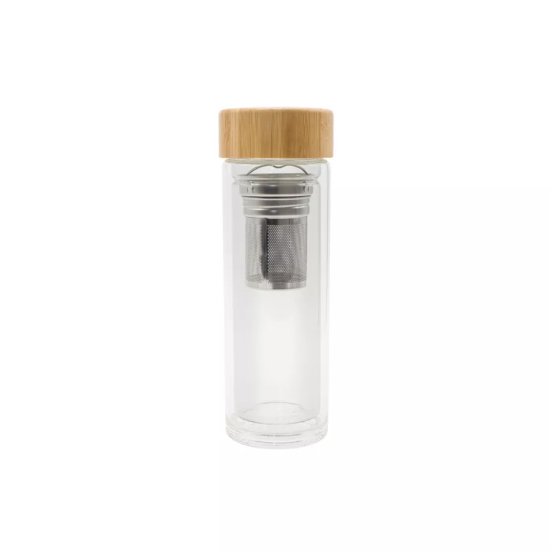 Dwuścienna butelka z zaparzaczem 400 ml Helen - transparentny (R08210.00)