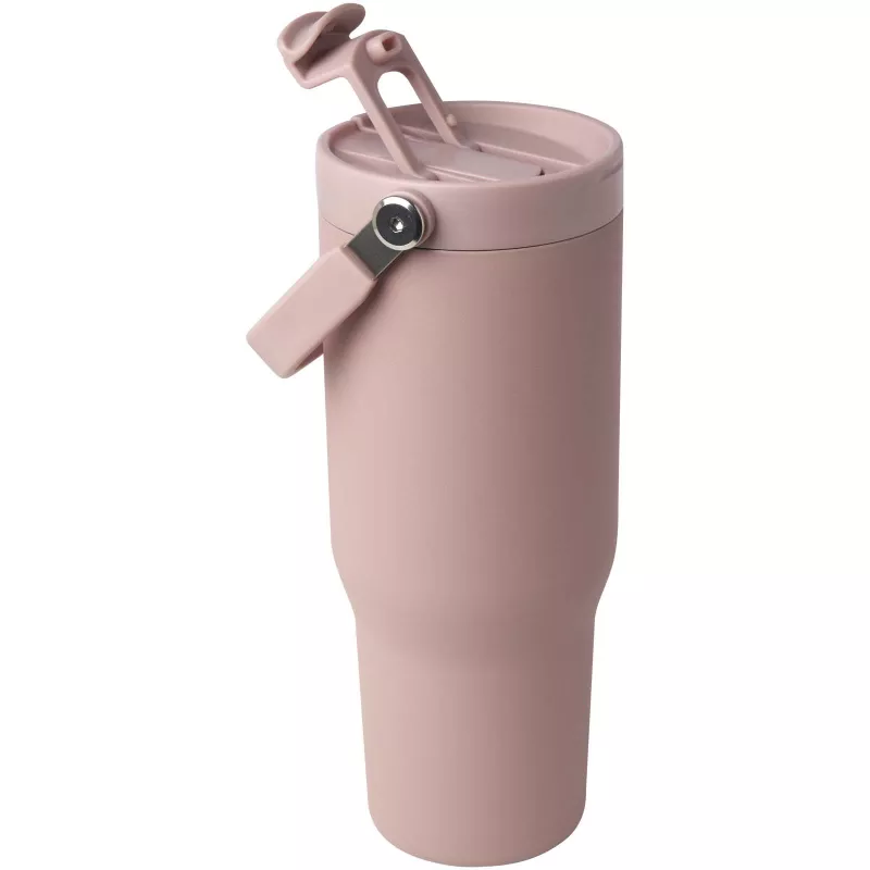 Kubek Bronx o pojemności 900 ml, z izolacją próżniową, wykonany ze recyklingowanej stali nierdzewnej z certyfikatem RCS i z miedzi, z wielofukncyjną zakrętką - Dusty Pink (10086440)