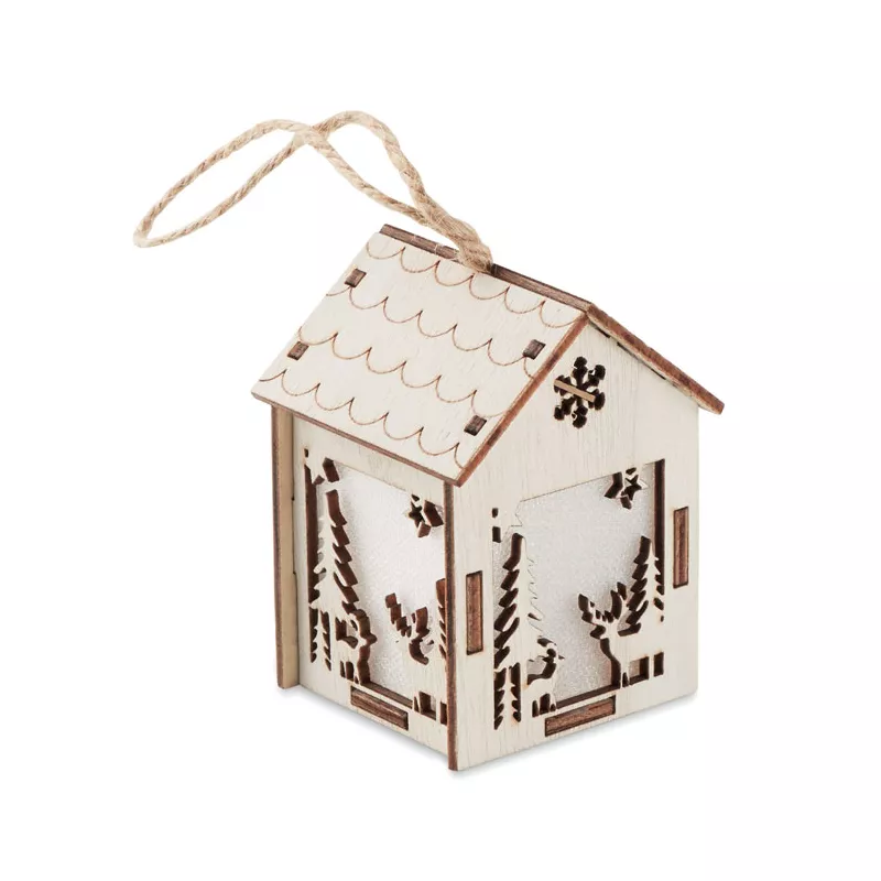 Domek świąteczny z MDF z lampką PONIA - Drewna (CX1463-40)