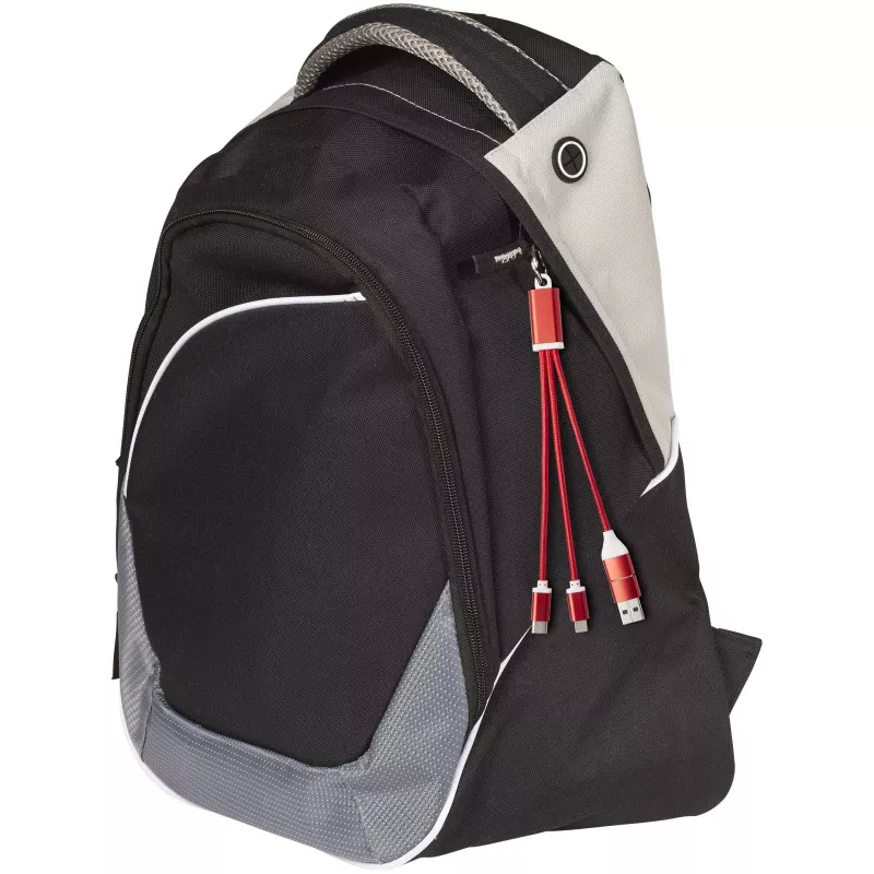 Metal kabel do ładowania 4 w 1 z aluminium z recyklingu z łańcuchem do kluczy - Czerwony (12438221)