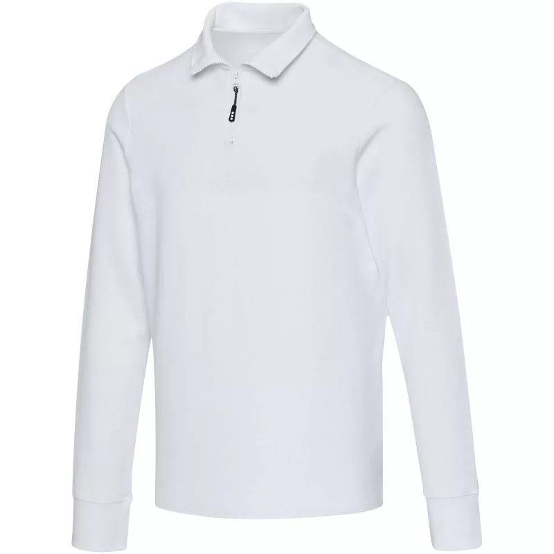 Zeus koszulka polo z zamkiem do połowy i długimi rękawami, uniseks - Biały (39551-WHITE)
