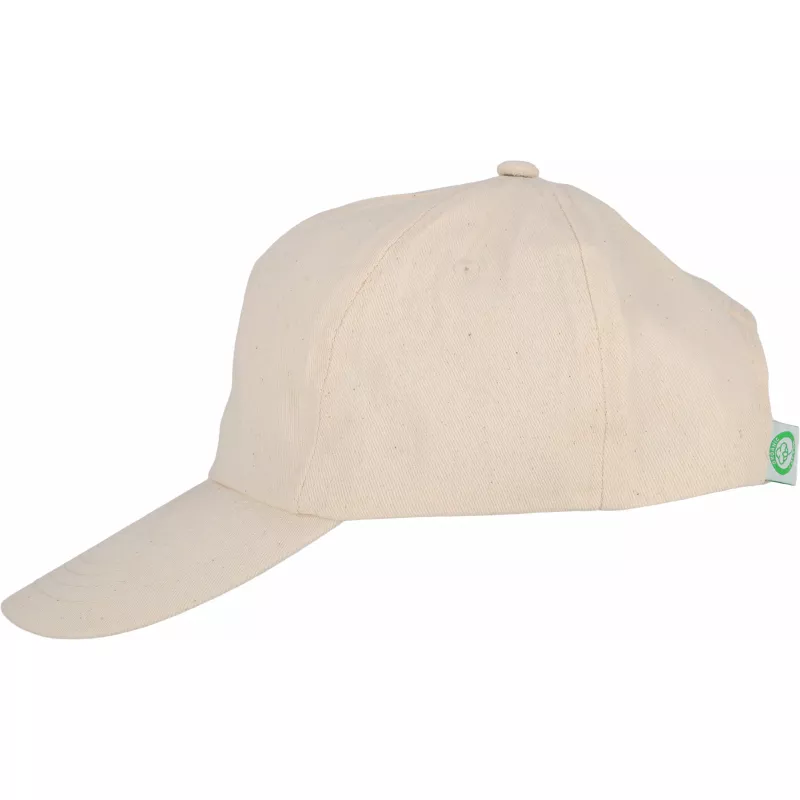 Czapka z daszkiem z bawełny organicznej 5 paneli LEONE - beżowy (5363513)